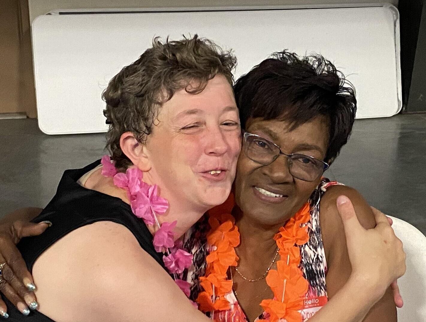 Summer party hugging